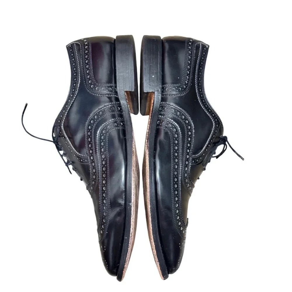Allen Edmonds McAllister Wingtip Oxford‎ Mens 10.5 C Black Brogue Leather